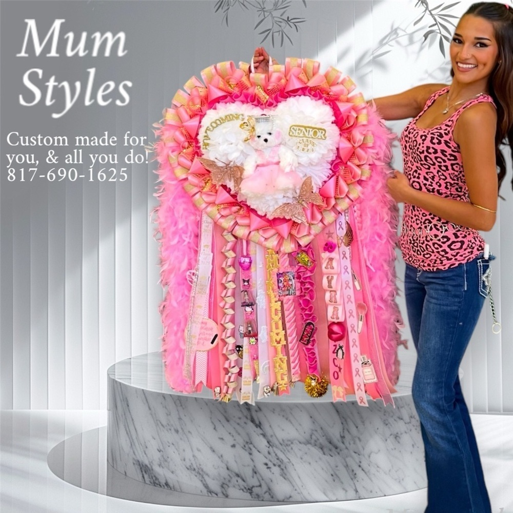 Cheer Homecoming Mum Pin or Neck Corsage Barbie Pink Bear &  Graduation Leis - Picture 10 of 17